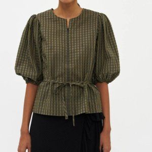 GANNI Seersucker Check Blouse
